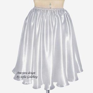 Light-gray Satin Mini Skirt, Size S, New